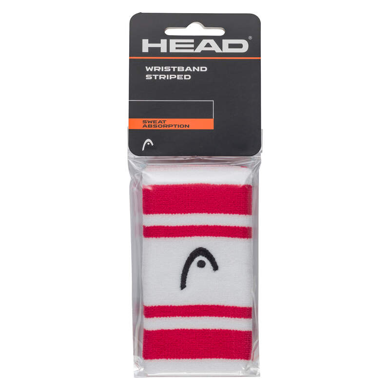 HEAD WRISTBAND 5" STRIPED - MAGENTA, WEISS
