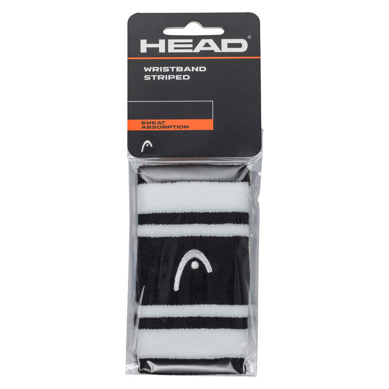 HEAD WRISTBAND 5" STRIPED - SCHWARZ, WEISS