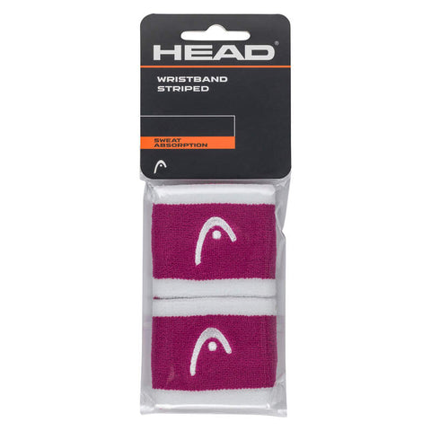 HEAD WRISTBAND 2.5 STRIPED - VIVID PINK, WEISS